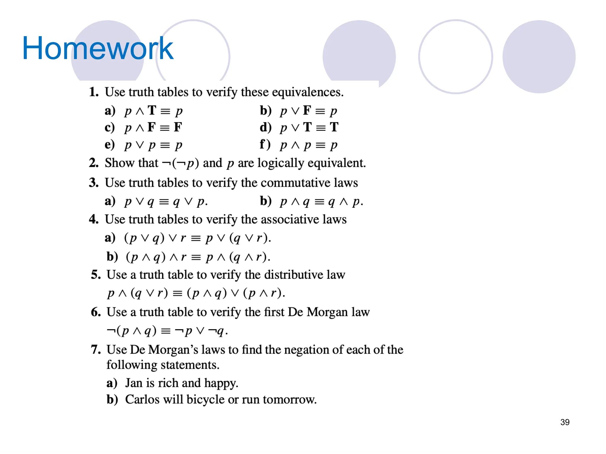 39
Homework
 