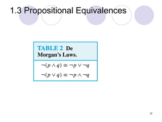 32
1.3 Propositional Equivalences
 