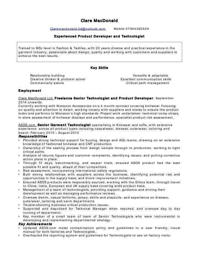Clare MacDonald Ltd CV