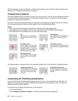 Enable Trackpoint Lenovo™ ThinkPad 13 Manual PDF Download (English) / User Guide | PDF