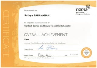 NZMA certificate