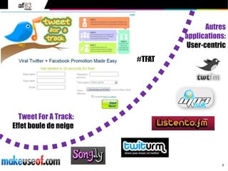 8
© 2010 af83 Tous droits réservés
Tweet For A Track:
Effet boule de neige
#TFAT
Autres
applications:
User-centric
 