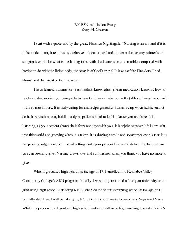 zoey gleason rn bsn essay essay to get into nursing school