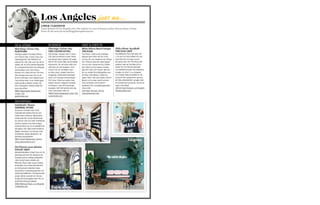 SE & GÖRA
Hett häng i Culver City
PLATFORM
Härliga butiker, trendig träning
och fräsch mat: Culver Citys nya
samlingsplats The Platform är
nästan för rätt. Det som för ett år
sedan var en trist parkeringsplats
är nu hipsterdrömmen förverkligad
med butiker som Tom Dixon,
Aesop och Linda Farrow. Vill man
inte shoppa kan man dra av ett
Soul Cycle-pass, fixa naglarna på
Tenoverten eller ta en kallbryggd
kaffe på Blue Bottle Coffee. Ett
mer Instagram-vänligt ställe får
man leta efter!
8850 Washington Boulevard,
Culver City
platformla.com
SHOPPING
Indiebutik i Venice
GENERAL STORE
Venice är fortsatt hett, först
exploderade Abbot Kinney och
sedan Rose Avenue. Nästa heta
stråk spås bli Lincoln Boulevard,
en annars trist och hårt trafikerad
sträcka mellan två motorvägar.
General Store var en av pionjärerna
på gatan. Här säljs heminredning,
kläder, smycken och böcker från
fristående, lokala designers. En
perfekt presentaffär!
1801 Lincoln Boulevard, Venice
shop-generalstore.com
Det främsta inom skönhet
VIOLET GREY
Skönhetsbutiken Violet Grey är så
glammig att den får Sephora att
framstå som en stökig outletaffär.
I den lyxigt lugna lokalen på
Melrose Place säljs noga utvalda
produkter som rekommenderats
av Hollywoods ledande make
up-artister, hudvårdsexperter och
skönhetsredaktörer. Väl beprövade
grejer alltså, oavsett om de ska
funka på Oscarsgalan eller för en
tiotimmarsdag på jobbet.
8452 Melrose Place, Los Angeles
violetgrey.com
BOENDE
Charmigt i Culver City
THE CULVER HOTEL
Det händer mycket nytt i Culver
City men K-märkta Culver Hotel
har hängt med i nästan ett sekel.
Det är hit LA-bor åker på så kallad
staycation, för att byta miljö och
utforska sin hemmaplan. Och
Culver City är verkligen som
en liten stad i staden med bra
shopping, spännande konstgal­
lerier och mysiga restauranger.
På Culver Hotel avrundar man
dagen med en välgjord cocktail
till livejazz i den fint bevarade
loungen. Värt ett besök vare sig
man övernattar eller ej!
9400 Culver Boulevard, Culver City
culverhotel.com
Los Angeles
LINDA CLAUSSON
Linda flyttade till Los Angeles 2011. Där arbetar hon som frilansjournalist. Hennes bästa LA-tips
hittar du här samt på res.se/blogg/losangelesimyours
just nu…
MAT & DRYCK
Bästa Silicon Beach-hänget
THE ROSE
The Rose i Venice har äntligen
öppnat igen efter ett års reno­
vering. De nya lokalerna är luftiga
och fräscha med ett eget bageri
och en stor uteservering. Stället
har hittat en bra balans mellan
dag och natt och funkar lika bra
för en snabb förmiddagsfika som
en lång vinmiddag. Lokalerna
ligger mitt i det som kallas Silicon
Beach och lockar såväl turister
från stranden som kontors­
arbetare från Googlebyggnaden
strax intill.
220 Rose Avenue, Venice
rosecafevenice.com
USA:s första hundkafé
THE DOG CAFÉ
Hundälskare finns det gott om
i LA och nu finns stället för oss
som inte har en egen vovve
att gosa med. På The Dog Café
betalar man ett inträde på tio
dollar för en timmas kelande
och kaffedrickande. Att adoptera
husdjur är stort i Los Angeles
och tanken bakom kaféet är att
locka till fler adoptioner genom
att låta allmänheten umgås med
de övergivna hundarna. Gå hit på
egen risk alltså!
240 N Virgil Avenue, Los Angeles
thedogcafela.com
Platform
Culver Hotel
Violet Grey The Dog Café
 