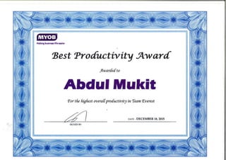Best productivity award