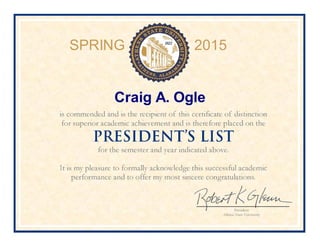 SPRING 2015
Craig A. Ogle
 