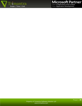 P a g e | 30
Property of Trimantra Software Solution LLP
www.trimantra.com
 
