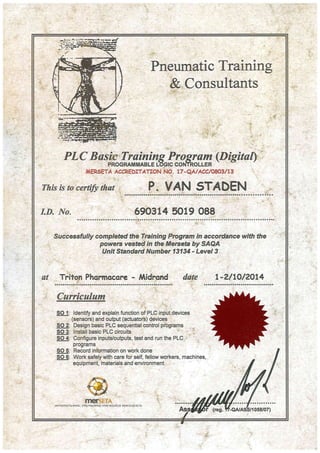 Basic P.L.C Certificate