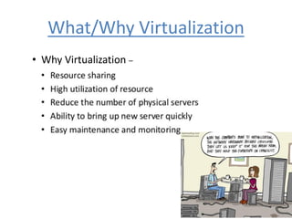 What/Why Virtualization
• Why Virtualization –
 