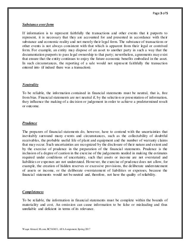 QUALITATIVE CHARACTERISTICS OF FINANCIAL STATEMENTS CONSTRAINTS ON