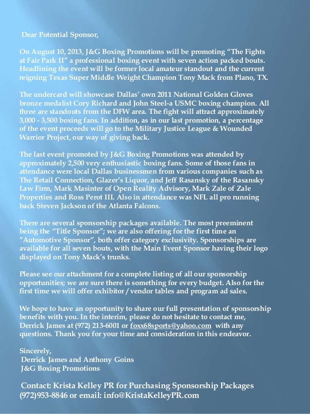 J&G Boxing Sponsorship Proposal