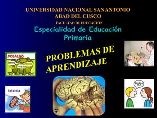 UNIVERSIDAD NACIONAL SAN ANTONIO
         ABAD DEL CUSCO
         FACULTAD DE EDUCACIÓN

  Especialidad de Educación
           Primaria
 