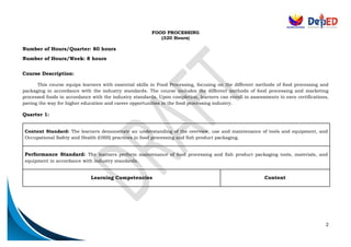 Agrifishery and arts_FOOD PROCESSING module | PDF
