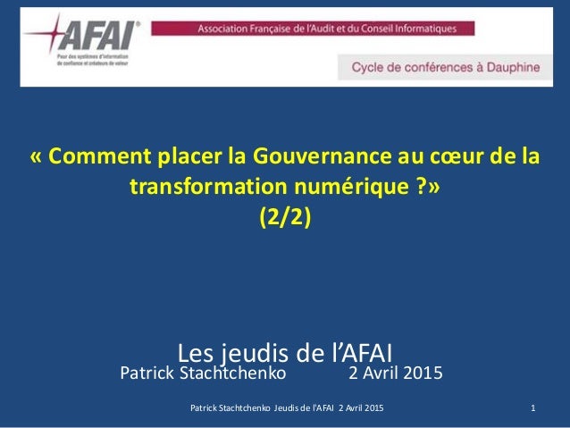 La Gouvernance Au Cœur De La Transformation Numerique Comment Cobit