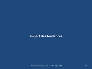 Impact des tendances 
19 
Patrick Stachtchenko Jeudis de l'AFAI 4 Déc 2014  