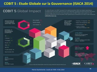 COBIT 5 : Etude Globale sur la Gouvernance (ISACA 2014) 
46 
Patrick Stachtchenko Jeudis de l'AFAI 4 Déc 2014 