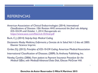 ICD-10-CM
Importancia de la Documentación Clínica
para el manejo del ICD-10-CM
71
 