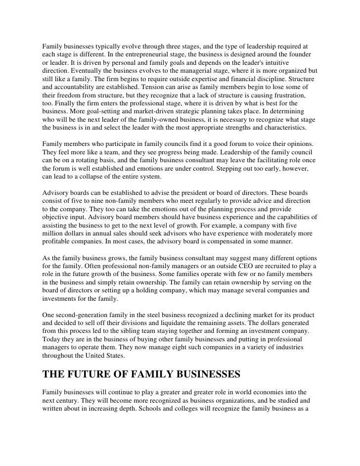 a family business is a business in which one or more family business essay