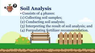 Lessons on Soil Analysis, soil sampling and others | PPTX