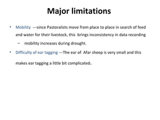 Progresses of designing community-based breeding strategies for indigenous sheep breeds of smallholders in Ethiopia (Afar Region)
