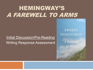 HEMINGWAY’S
A FAREWELL TO ARMS
Initial Discussion/Pre-Reading
Writing Response Assessment
 