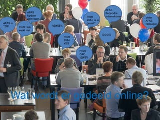 Wat wordt er gedeeld online?
AFAS is
TOP Profit Help
werkt niet
AFAS
Update
werkt niet!
Profit
2014
YES
Profit
2014, is er
getest?
AFAS
Support is
onbereikbaar

Profit
CAO
!@#$%
!@#$$%
Vette
AFAS
radiospot
 