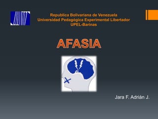 Republica Bolivariana de Venezuela
Universidad Pedagógica Experimental Libertador
UPEL-Barinas
Jara F. Adrián J.
 