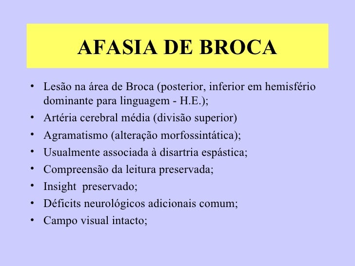 Exame Neurológico Tipos de Afasia Exame Neurológico Tipos de Afasia