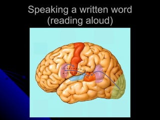 Speaking a written word (reading aloud) 