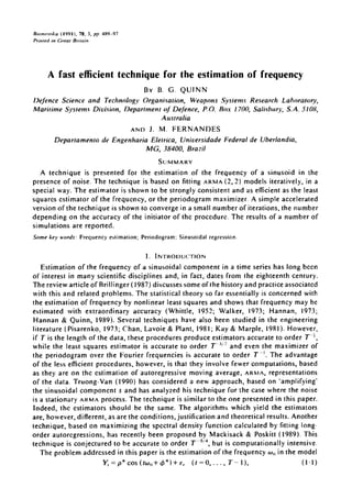 A fast efficient technique for the estimation of frequency | PDF