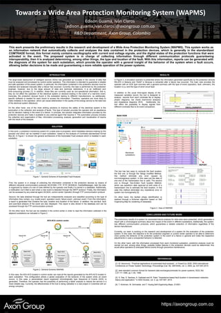 DEPARTAMENTO DE INGENIERÍA ELÉCTRICA Y ELECTRÓNICA 2018-II
This work presents the preliminary results in the research and development of a Wide Area Protection Monitoring System (WAPMS). This system works as
an information network that automatically collects and analyzes the data contained in the protection devices, which is generally in the standardized
COMTRADE format, this format mainly contains oscillographs with current and voltage signals, and the digital states of the protection functions that were
activated in the event. The proposed system is in charge of collecting information through different communication protocols guaranteeing
interoperability, then it is analyzed determining, among other things, the type and location of the fault. With this information, reports can be generated with
the diagnosis of the system for each substation, which provide the operator with a general insight of the behavior of the system when a fault occurs,
allowing better decisions to be made and guaranteeing a more reliable operation of the power systems.
First, the system is in charge of collecting the information contained in the protection devices by means of
different industrial communication protocols (IEC61850, FTP, TFTP, MODBUS, FastSelMessage), later the data
is organized by means of a set of rules defined by the operator and finally it is stored in a database. Additionally,
a notification via E-Mail is sent when a new event is detected through the SMTP protocol. Finally, the information
can be accessed by any external agent (SCADA, control center Operator) through FTP communication protocol.
Second, the data obtained through the tool are independently analyzed and classified according to the type of
information they contain, e.g. invalid event, operation event, failure event, unknown event. From this information,
a report is generated that contains the type, location and duration of the failure. In addition, the pre-fault, fault,
and post-fault phasors of the event are also displayed. This report is also stored in the database and can be
accessed through the FTP communication protocol.
On the other hand, the tool can be installed in the control center in order to read the information collected in the
adjacent substations as indicated in Figure 2.
CONCLUSIONS AND FUTURE WORK
The preliminary results of a system for automated failure analysis for wide area were presented, which generates a
report with a chronological summary about the impact of the event in different substations. Additionally, the system
has different communication protocols, which guarantees a reliable collection of information regardless of the
device manufacturer.
Currently, our team is working on the research and development of a system for the evaluation of the protection
system. In this case, the objective is for the protection engineer or control center operator to be able to determine
more quickly the behavior of the protection system in the event of a failure in general and make the respective
adjustments in case a unexpected behavior is detected.
On the other hand, with the information processed from each monitored substation, predictive analysis could be
carried out and, among other things, possible hidden failures in the protection devices could be determined, this
would allow operators to anticipate failure events through preventive maintenance.
INTRODUCTION
The large-scale deployment of intelligent devices (IEDs) has generated an increase in the volume of data that
must be analyzed and processed by control center operators. This information is intended to guarantee a reliable
and safe operation of the power system. In particular, the information contained in the protection devices must be
collected and analyzed manually after a failure has occurred; Currently, this task is performed by the protection
engineer, however, due to the large amount of data and technical restrictions, it is an inefficient and
time-consuming process [1]. In addition, these files are currently used as non-operational information, that is,
they do not affect the operation of the electrical system or decision-making in the event of a real-time event.
Generally, the protection devices found in the substation belong to different manufacturers, so additionally,
specific software is needed for each brand to access the information. Therefore, operators are more likely to
make mistakes in the operation, which can cause deterioration in the quality of the energy service to the total loss
of the electrical system (Blackout).
On the other hand, one of the most striking solutions to improve the safety of the electrical system is the
automation in the collection and analysis of faults. This type of solution provides the operator with an assistance
tool for decision making in the event of a failure. In principle, the solution integrates information provided by the
protection devices and make it available to any external agent that requires it. The automation process includes
the collection and organization of files, information processing, analysis, generation and visualization of reports
with the result of the analysis.
SOLUTION
In this work, a protection monitoring system for a wide area is proposed, which facilitates decision-making by the
operator and which can be installed in each substation, based on the analysis of Comtrade standardized format
files [2]. In Figure 1 is shown the general architecture of the Automated Fault analysis which is installed in each
substation.
RESULTS
In Figure 3, a simulation scenario is presented where the information generated specifically by the protection devices
REL670 in Betania and 7SA87 in Muiscas is extracted after a failure has occurred. The main view provides the
operator with an SOE type overview with a general summary with the type of event (operation, fault, unknown), the
location in p.u and the type of short circuit fault.
In this case, the AFA-ACS located in control center can read all the reports generated by the AFA-ACS located in
each substation. This configuration allows a global evaluation of the behavior of the system when an event
occurs. In this case, a personalized report organized chronologically type Sequence of Events (SOE) is
generated. Therefore, the operator has the possibility of performing a faster analysis to restore the service in a
more reliable way. Currently, the effectiveness of the tool is being validated in a real project in Colombia with an
energy company.
REFERENCES
[1] M. Kezunovic, “Practical applications of automated fault analysis”, in PowerCon 2000. 2000 international
Conference on Power System Technology. Proccedings (Cat. No. 00EX409), vol. 2, 2000, pp. 537-557,2014.
[2] Ieee standard common format for transient data exchange(comtrade) for power systems,”IEEE Std
C37.111-1999, pp.1–55, 1999.
[3] S. Das, S. Santoso, A. Gaikwad and M. Patel, "Impedance-based fault location in transmission networks:
theory and application," in IEEE Access, vol. 2, pp. 537-557, 2014
[4] T. Kohonen, M. Schroeder, and T. Huang,Self-Organizing Maps, 012001.
REPORT
OSCILLOGRAPHY
MAIN VIEW
Edison Guamá, Iván Claros
{edison.guama,ivan.claros}@axongroup.com.co
Towards a Wide Area Protection Monitoring System (WAPMS)
R&D Department, Axon Group, Colombia
Figure 1. General Scheme of Automated Fault Analysis
Figure 2. General Scheme WAPMS
Figure 3. View of WAPMS
Monitored
substations
The tool has two ways to compute the fault location;
the first one, is through the Takagi modified Method,
this method eliminate any error caused by
non-homogeneus system. In this case just the data of
one end of the transmission line is used. The second
one is through Two-Ended Fault location Method,
which use waveform data captured at both ends of a
transmission line to estimate the fault location, in this
case this method eliminates any impedance error or
system non-homogeneity [3].
On other hand, the faulted phase identification is
realized through a Kohonen algorithm based on Self
Organizing Map for clustering of classes[4].
In addition to the usual time-signal display of the
measured variables record, the tool is designed to
analyze records from each comtrade file to display
phasor diagrams, bar charts (harmonics analysis)
and impedance diagrams (R/X). Additionally, the
tool offers the possibility to display signals from
different comtrade files to do event comparison.
https://axongroup.com.co
FTP
View publication stats
View publication stats
 