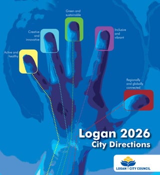 Active and
healthy
Creative
and
innovative
Inclusive
and
vibrant
Regionally
and globally
connected
Green and
sustainable
Logan 2026Logan 2026
City DirectionsCity Directions
 