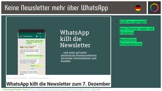 © MessengerPeople / Source:: https://www.messengerpeople.com/de/fuenf-alternativen-zu-whatsapp/
✓ Made in Switzerland
✓ Gi...