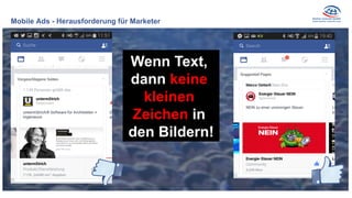 Wenn Text,
dann keine
kleinen
Zeichen in
den Bildern!
Mobile Ads - Herausforderung für Marketer
 