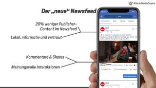 2018 |Roger Haemmerli
#SocialMediaEmpire
Meinungsvolle Interaktionen
Kommentare & Shares
20% weniger Publisher-
Content im...
