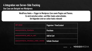 4 Integration von Server-Side Tracking
06.09.20 26
Use Case am Beispiel von Wordpress
WP HEAD Pageview / ViewContent
wooco...