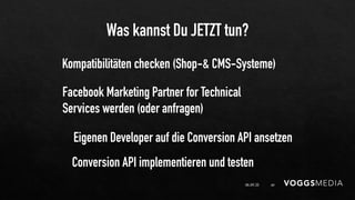 06.09.20 49
Was kannst Du JETZT tun?
Kompatibilitäten checken (Shop-& CMS-Systeme)
Facebook Marketing Partner for Technica...