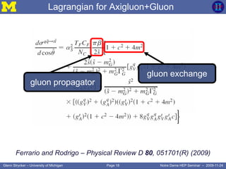 Page 18Glenn Strycker – University of Michigan Notre Dame HEP Seminar – 2009-11-24
Lagrangian for Axigluon+Gluon
Ferrario and Rodrigo – Physical Review D 80, 051701(R) (2009)
gluon exchange
gluon propagator
 