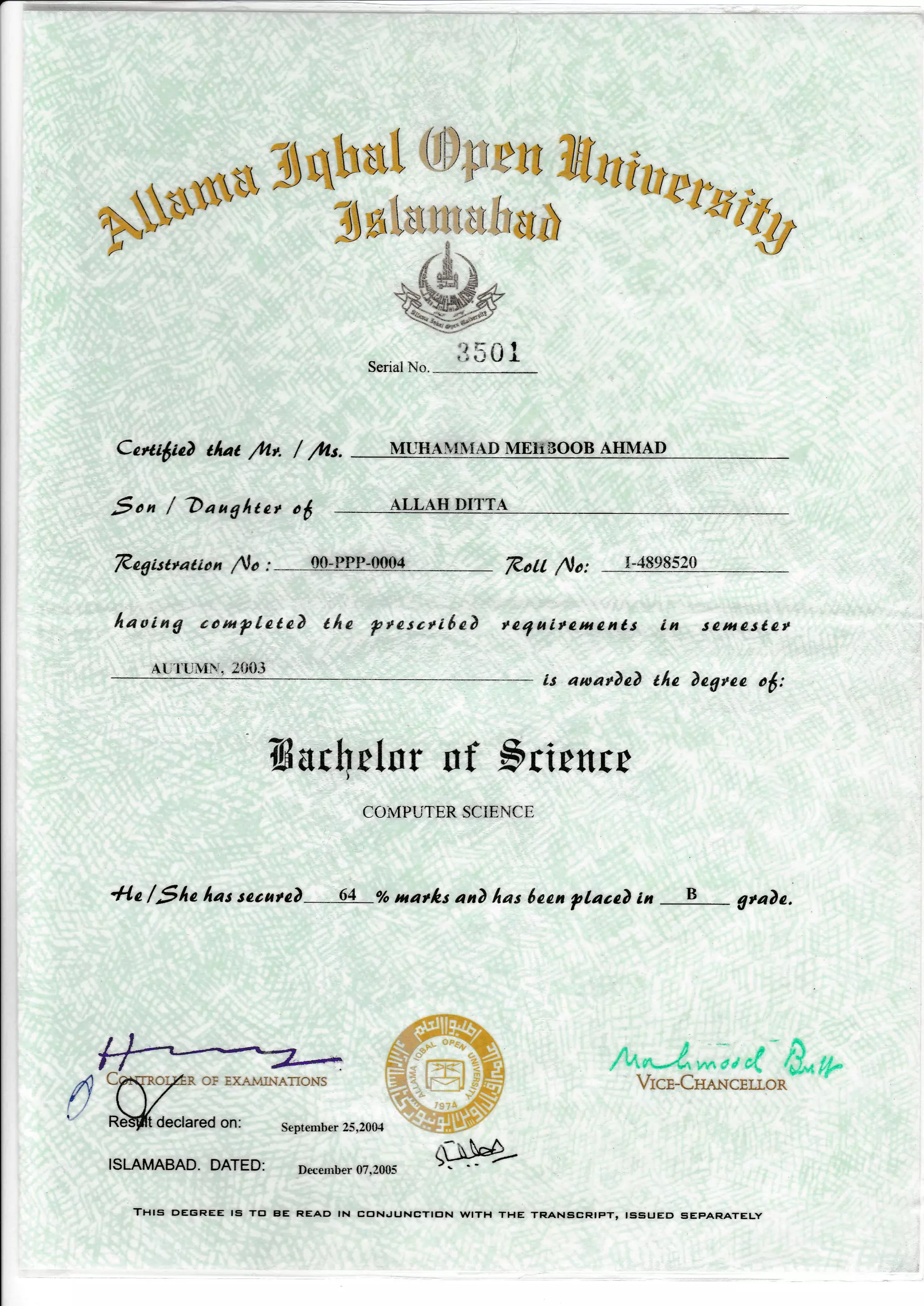 BS(CS) - Degree | PDF