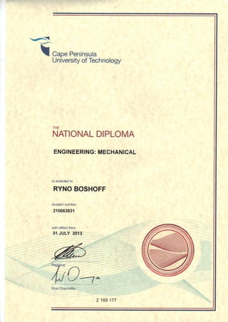 RYNO National Diploma - Mechanical Engineering
