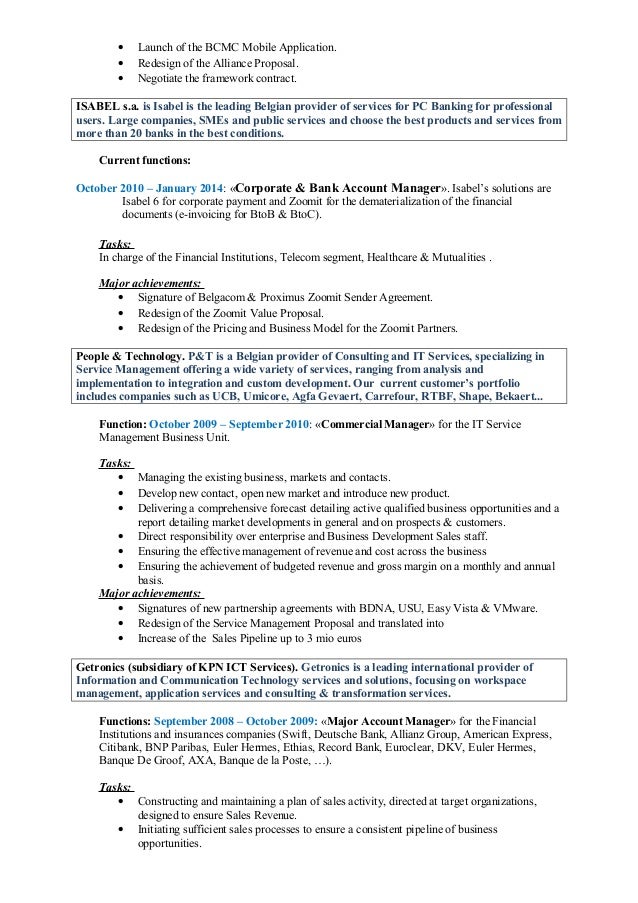 resume for banks