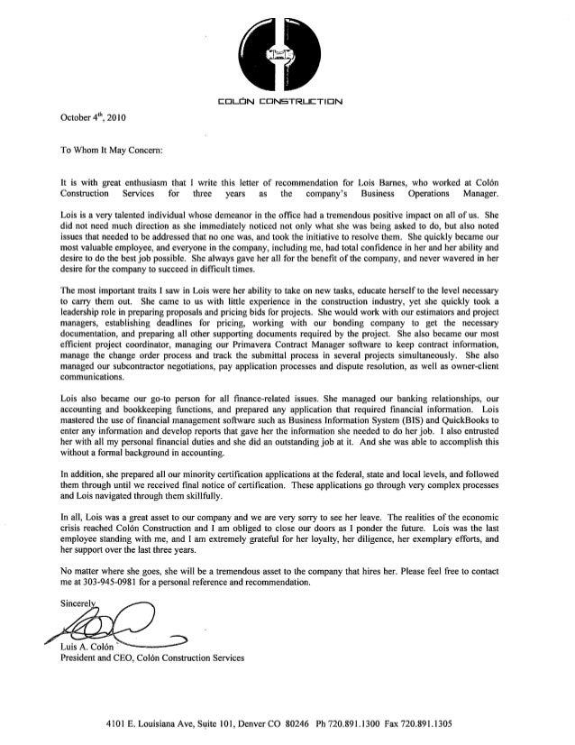 letter of recommendation from luis colon president ceo letter from the ceo