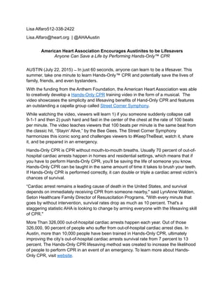 Hands-Only CPR Press Release | PDF