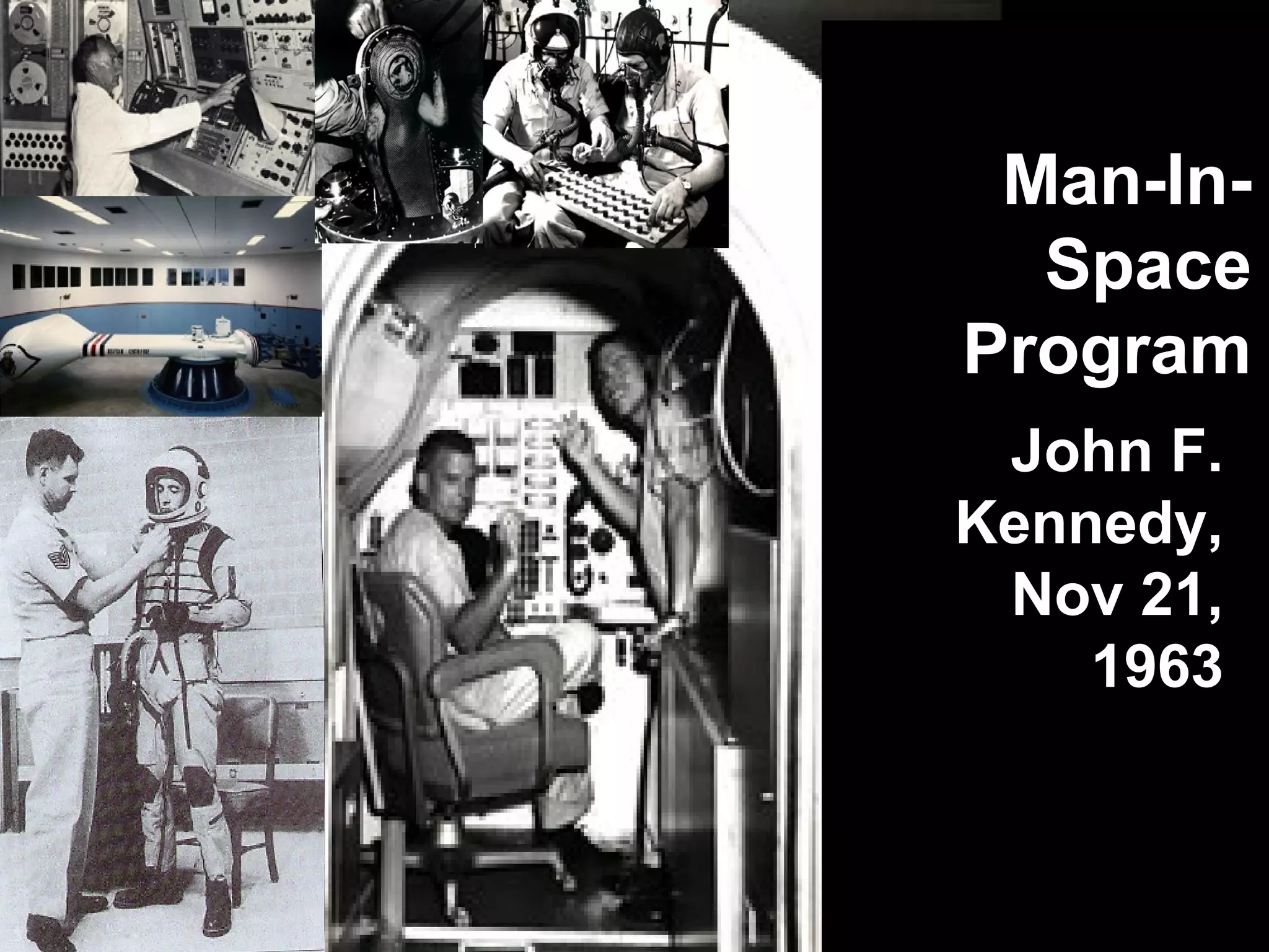 John F.
Kennedy,
Nov 21,
1963
Man-In-
Space
Program
 
