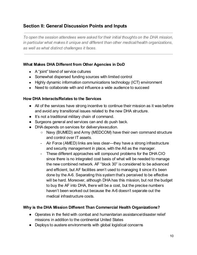 AFCEA Defense Health Agency (DHA) Brainstorming Session Notes