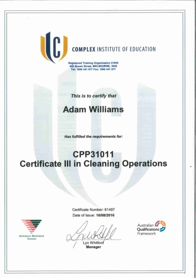 Certificate III in Cleaning Operations