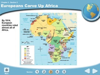 Chapter 2 , Section 3

Europeans Carve Up Africa

By 1914,
European
countries ruled
almost all of
Africa.

 