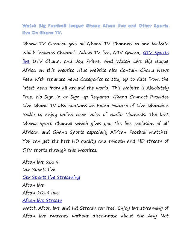 Watch Big Event Foot Ball African on Ghana TV