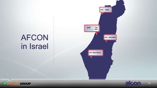 14
AFCON
in Israel
Tel
Aviv
Jerusalem
BeerSheva
Haifa
14
 
