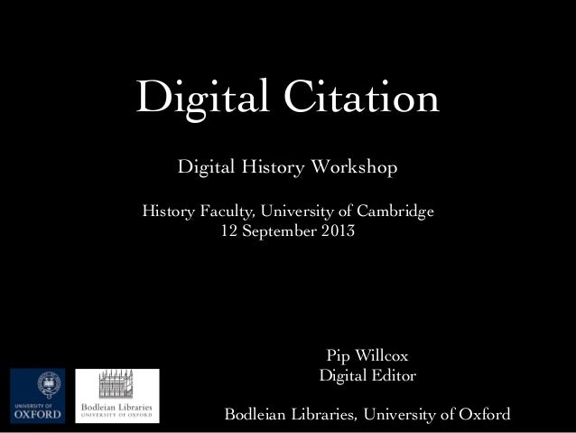 Digital Citation A Digital History Workshop Digital Citation A Digital History Workshop